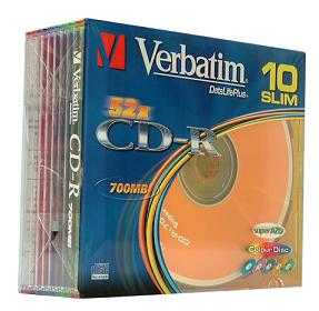 Verbatim Cd-R Color Discs Pack of 10 Slim Cases